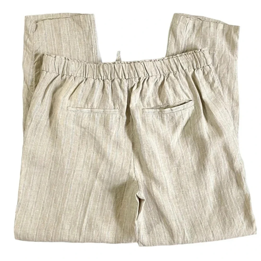 Chico’s Striped Linen Drawstring Pull On Ankle Pa… - image 6